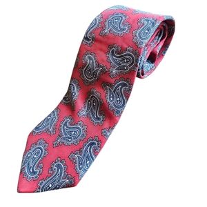 Christian Dior Red And Blue Paisley 100% Silk Tie Made In USA